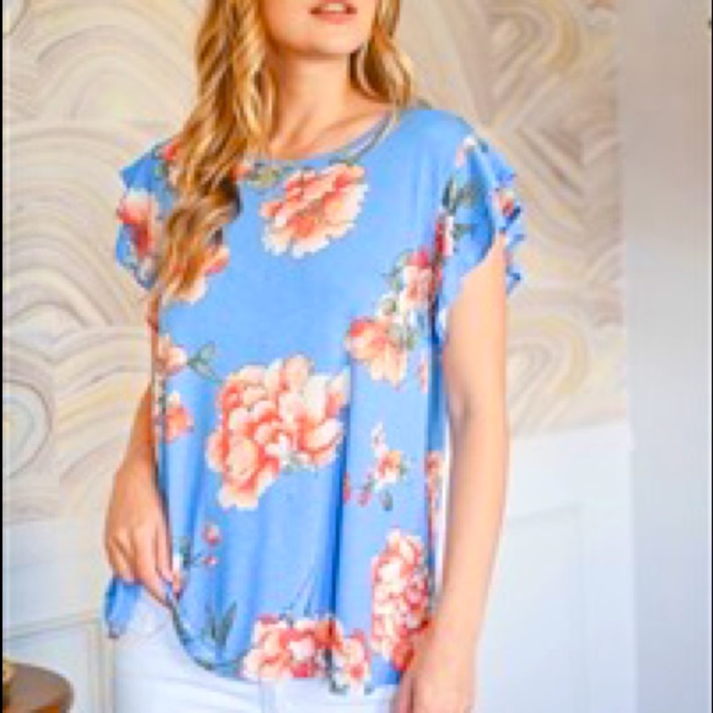 Blue Floral Tulip Sleeves